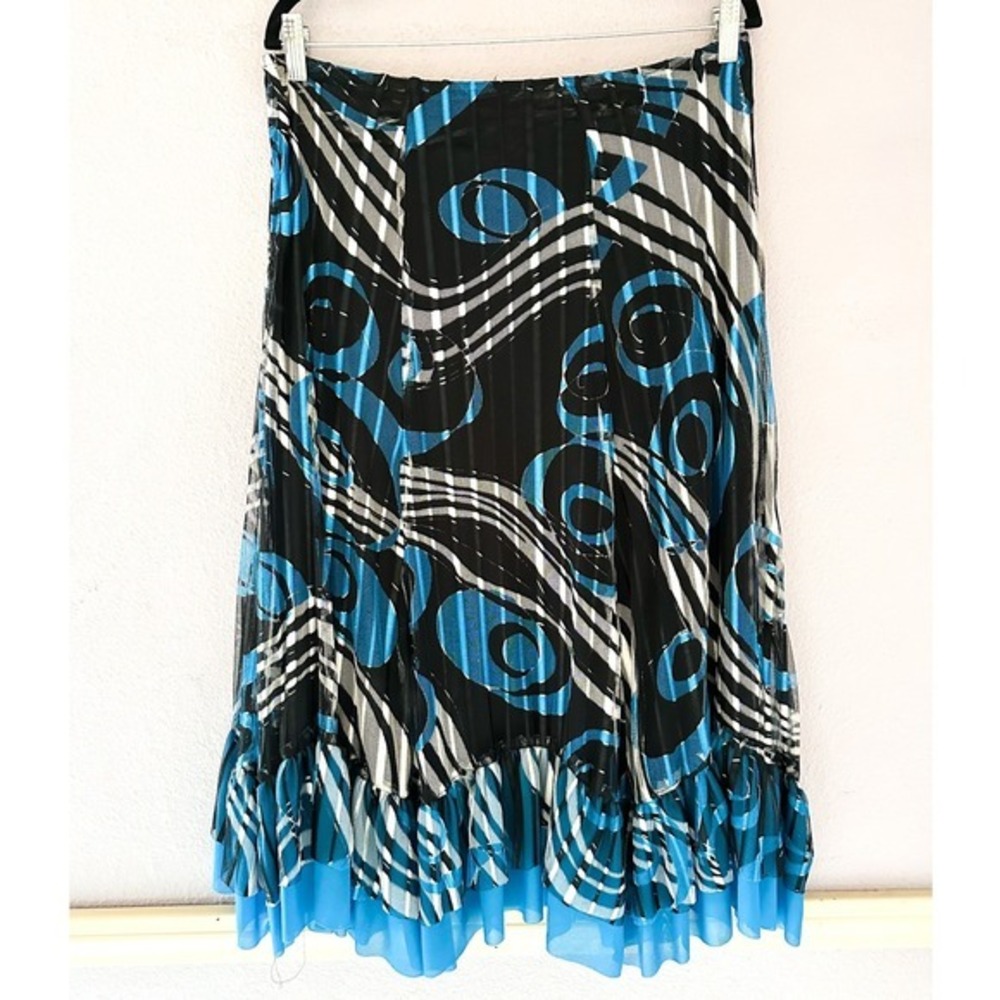 VTG D&G Dolce & Gabbana Abstract Mesh Ruffle Midi Skirt Whimsigoth Fairy Size 44